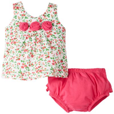 Absorba Baby-Girls Newborn Rosette Two Piece Short Set, Floral, 0-3 Months