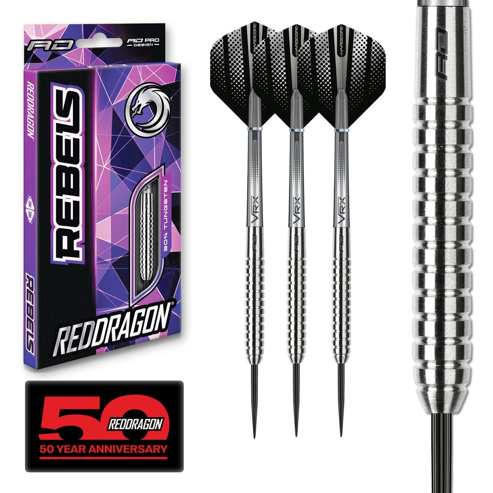 Red Dragon Rebel 23g - 90% Tungsten Steel Darts with Flights, Shafts,