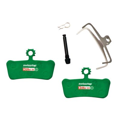 SwissStop Disc C Bicycle Disc Pads Model D31 for Sram Ultimate and Avid Elixir Brake Calipers, Green, Organic
