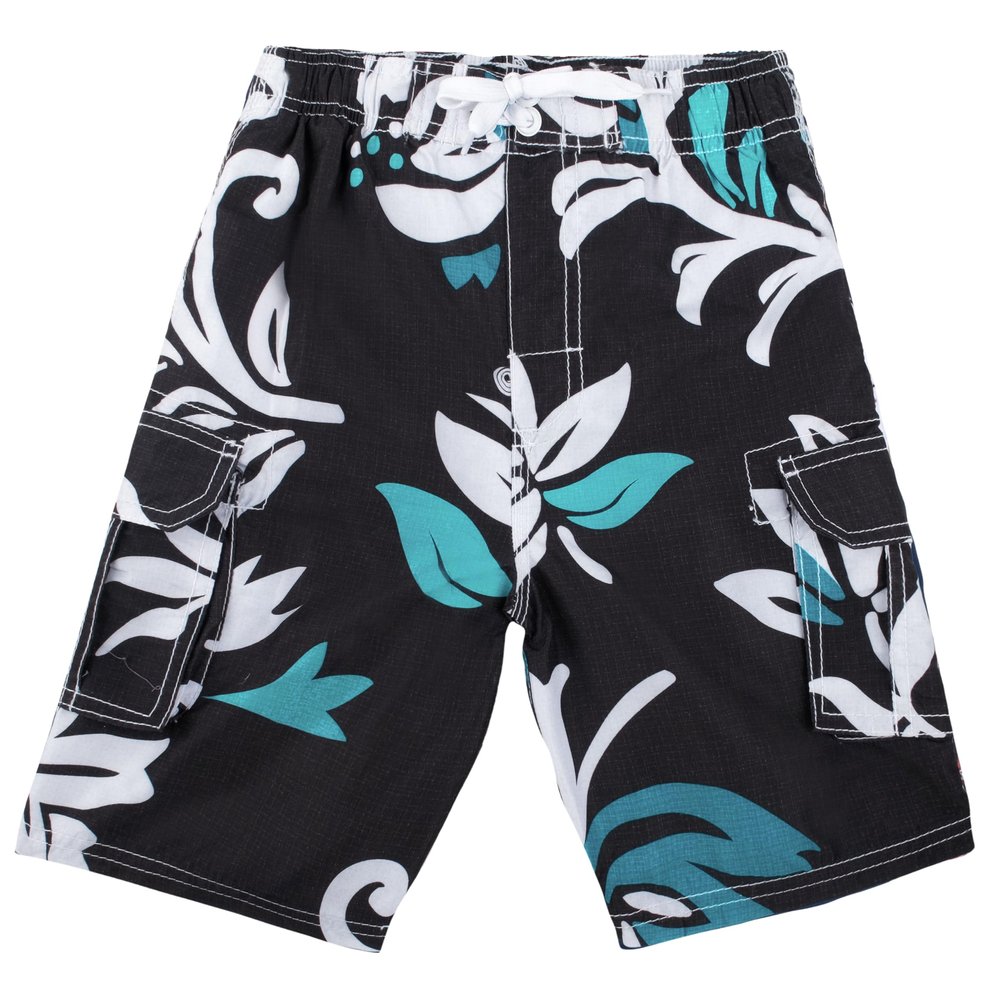 Kanu Surf Big Boys Oahu Quick Dry Beach Swim Trunk, Oahu Black, X-Large (18/20)
