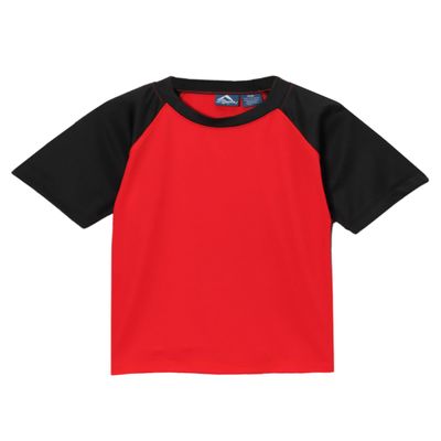 Kanu Surf Boys' Short Sleeve UPF 50+ Rashguard Swim Shirt, Contrast Red, 5T
