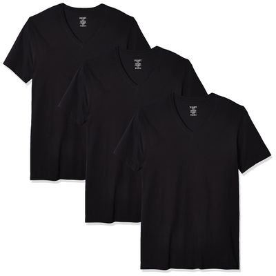 2(X)IST Men's Essential Cotton V-Neck T-Shirt 3-Pack Black