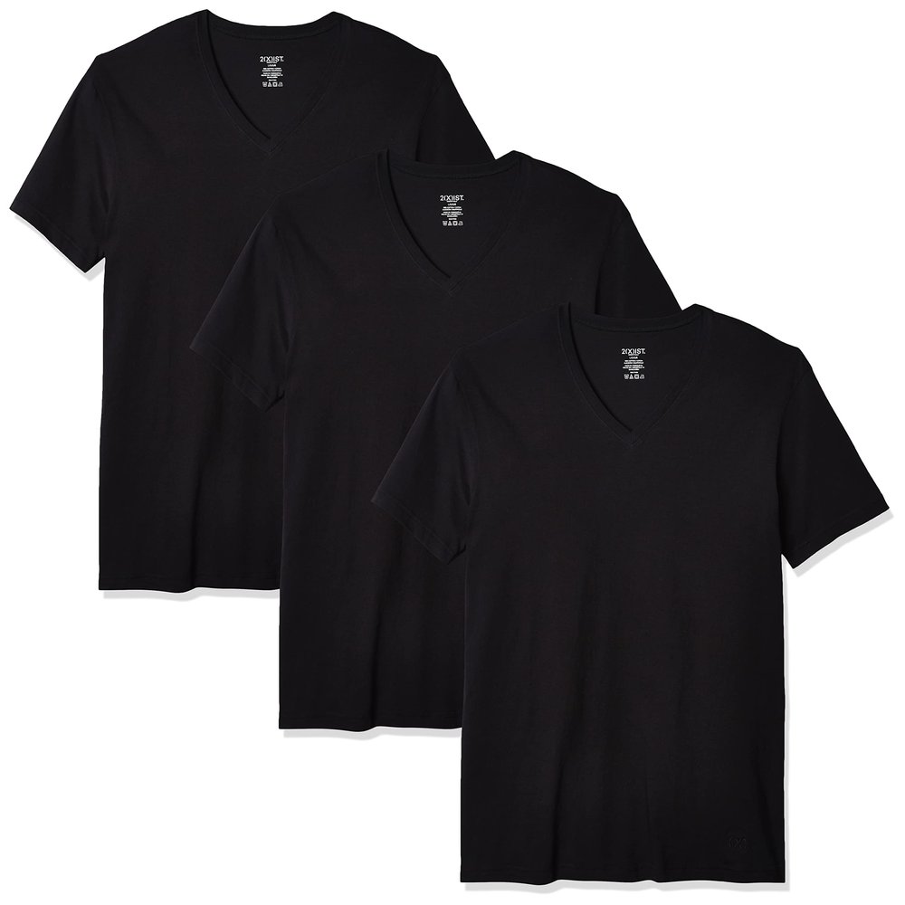 2(X)IST Men's Essential Cotton V-Neck T-Shirt 3-Pack Black