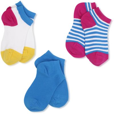Jefferies Socks Little Girls' Color Pop Low Cut 3 Pair Pack Socks, Turquoise, Medium