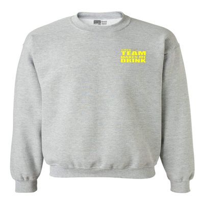 This Team Makes Me Drink Minnesota Front & Back DT Crewneck Sweatshirt (Large, Sports Gray w/Yellow)