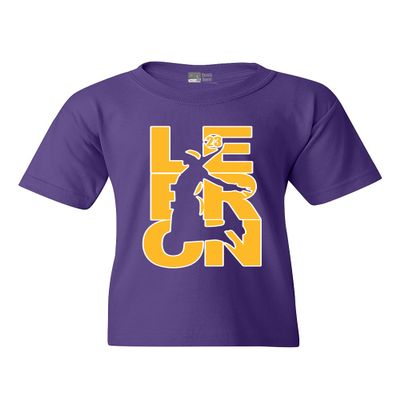 Beach Open L23 Fan Wear 23 LA Basketball DT Youth Kid T-Shirt Tee (Large, Purple w/GdWh)