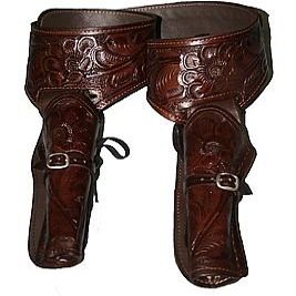 38/357 Caliber Brown Leather Double Gun Holster