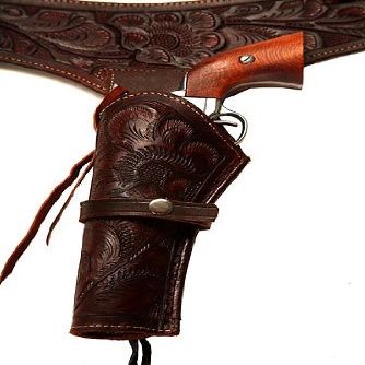22 Caliber Brown Leather Left Handed Gun Holster Size 42