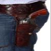 22 Caliber Brown Leather Left Handed Gun Holster Size 42 view 3