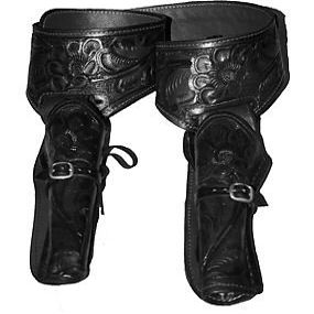 44/45 Caliber Black Leather Double Gun Holster
