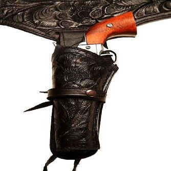 22 Caliber Black Leather Left Handed Gun Holster Size 40