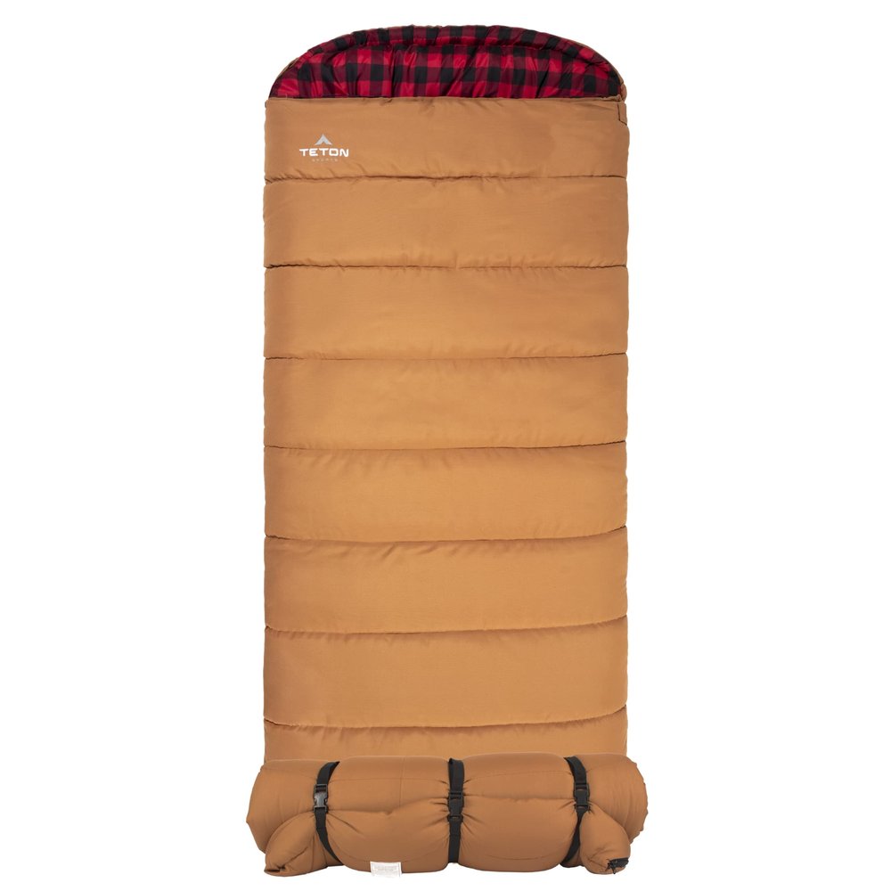 Teton 0F Degree Deer Hunter Sleeping Bag. Warm and Comfortable Camping Sleeping Bags, Teton Tough Canvas Shell for Camping, Hunting, and Cold Weather, Brown