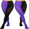 ToBeInStyle Women's Two Toned Jester Tights w/Reinforced Toe - One Size: Plus/Queen - Black/Purple view 2