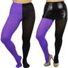 ToBeInStyle Women's Two Toned Jester Tights w/Reinforced Toe - One Size: Plus/Queen - Black/Purple view 4