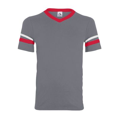 Augusta Sportswear Augusta Sleeve Stripe Jersey, Graphite/Red/White, Medium