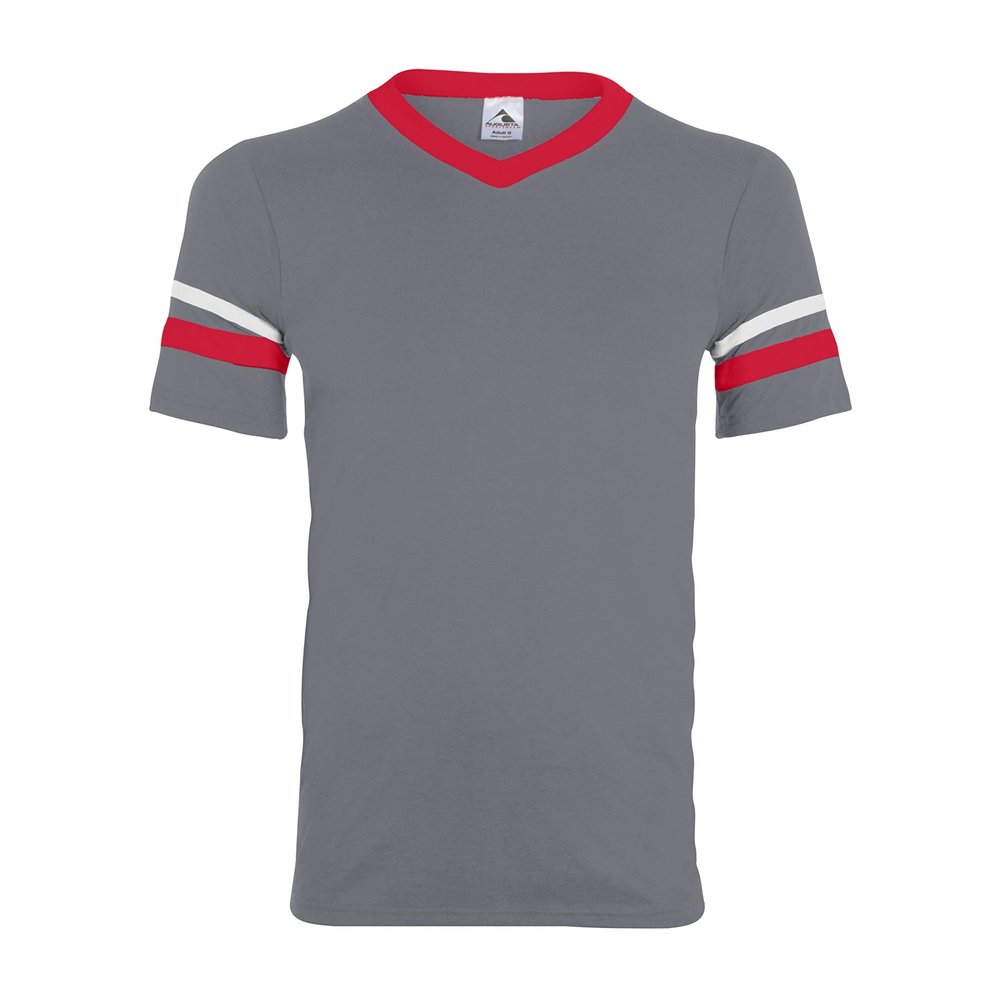 Augusta Sportswear Augusta Sleeve Stripe Jersey, Graphite/Red/White, Medium