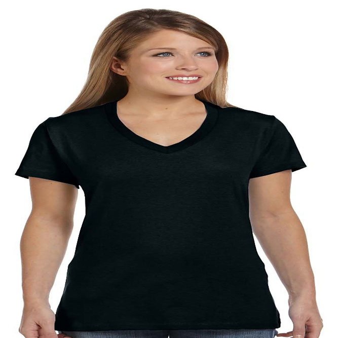 Hanes Women's Nano V-Neck T-Shirt Black Medium