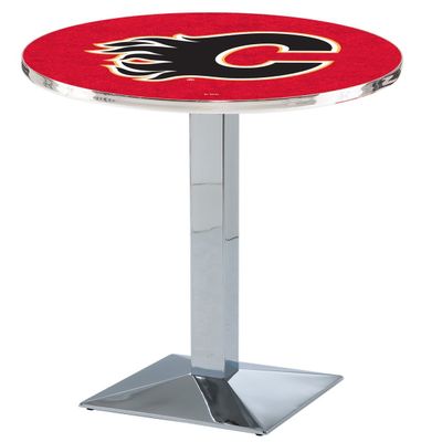 Calgary Flames Officially Licensed L217 Chrome, 36" Tall Pub Table - NHL - 28" Top