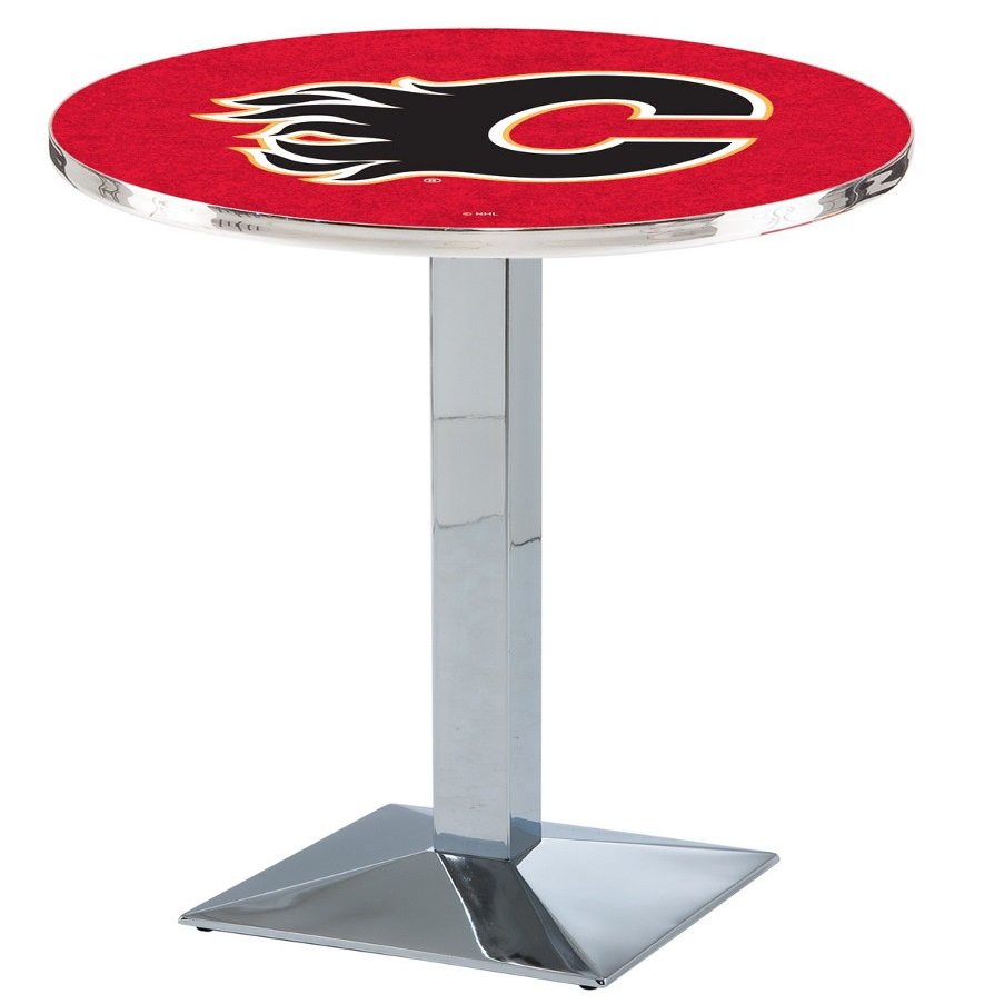 Calgary Flames Officially Licensed L217 Chrome, 36" Tall Pub Table - NHL - 28" Top