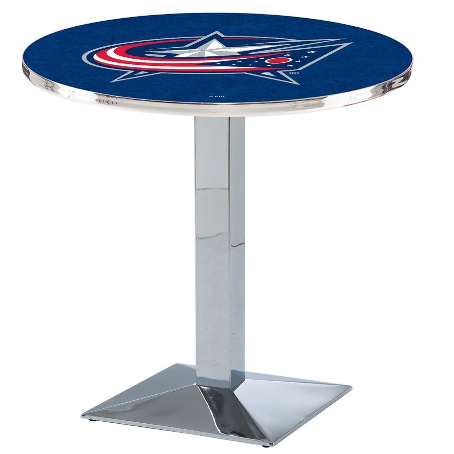 Holland Bar Stool L217 NHL Columbus Blue Jackets Officially Licensed Pub Table, 28" x 42", Chrome