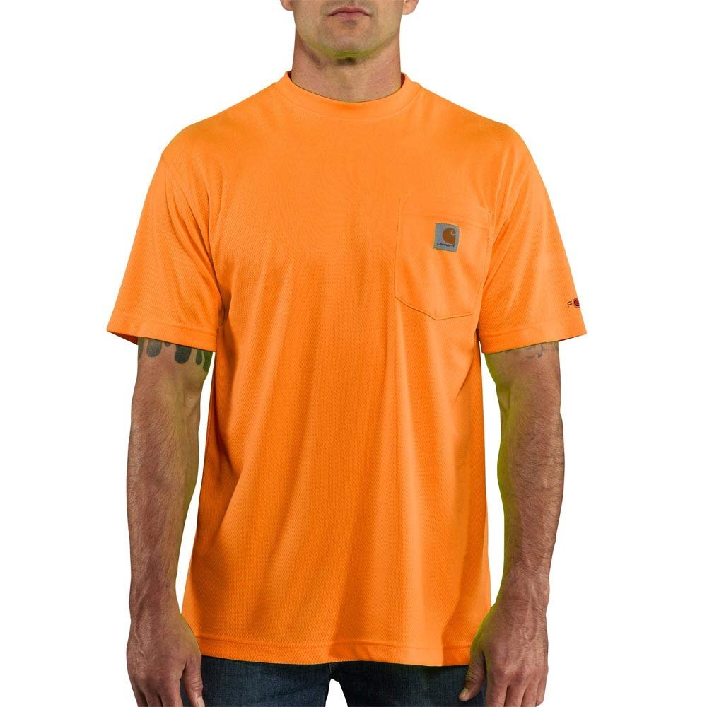 Carhartt Men's High-Visibility Force Relaxed Fit Lightweight Color Enhanced Short-Sleeve Pocket T-Shirt, Brite Orange, X-Large