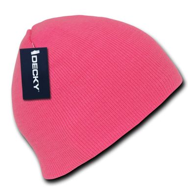 Hot Neon Color Short Acrylic Beanies (Neon Pink)