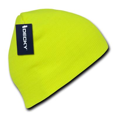 Hot Neon Color Short Acrylic Beanies (Neon Yellow)
