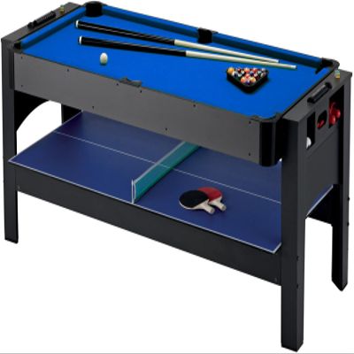 Fat Cat Original 6-Foot Easy Flip 3-in-1 Combination Multi-Game Table (Air Hockey, Billiards and Table Tennis), Blue Pool Playfield