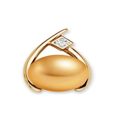 10-11mm Golden South Sea Cultured Pearl Pendant for Women AAAA Quality 14K Yellow Gold with Diamond - PremiumPearl