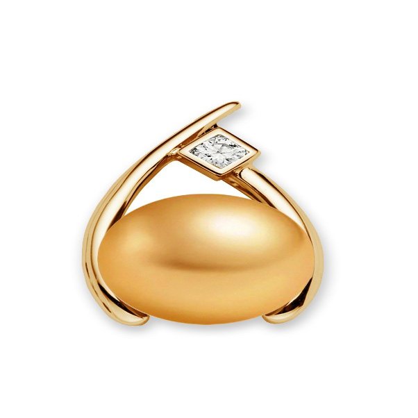 10-11mm Golden South Sea Cultured Pearl Pendant for Women AAAA Quality 14K Yellow Gold with Diamond - PremiumPearl