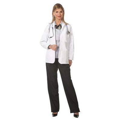Worklon 128XS Polyester/Cotton Ladies Consultation Lab Jacket with Button Front Closure, X-Small, White
