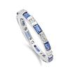 DoubleAccent Sterling Silver White & Simulated Blue Sapphire CZ Baguette Eternity Band 3MM (Size 5 to 10), 5 view 2