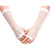 White Fishnet Long Gloves (One Size) - 1 Pair - 80's Party Essential & Sports Event Accessory view 2