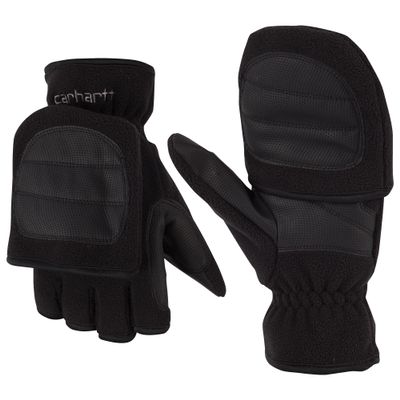 Carhartt Mens Hunt Fleece Camo Flip Mitten Cold Weather Gloves, Black, XX-Large US