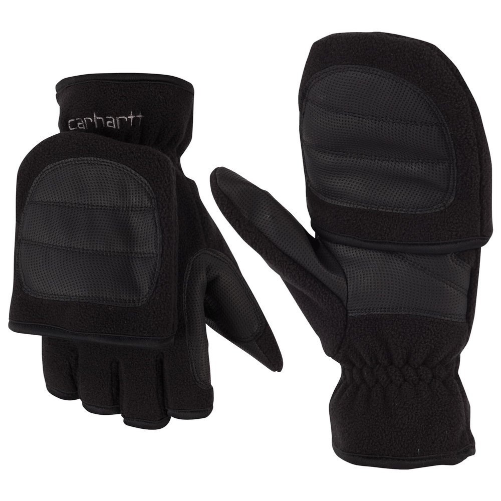 Carhartt Mens Hunt Fleece Camo Flip Mitten Cold Weather Gloves, Black, XX-Large US