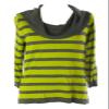 August Silk Women's Striped Cowl Neck Sweater Large Lime Leaf view 1