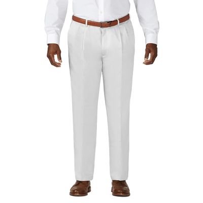 Haggar Mens Work to Weekend No Iron Twill Pleat Front - Regular and Big & Tall Sizes Casual Pants, String, 58W x 30L US