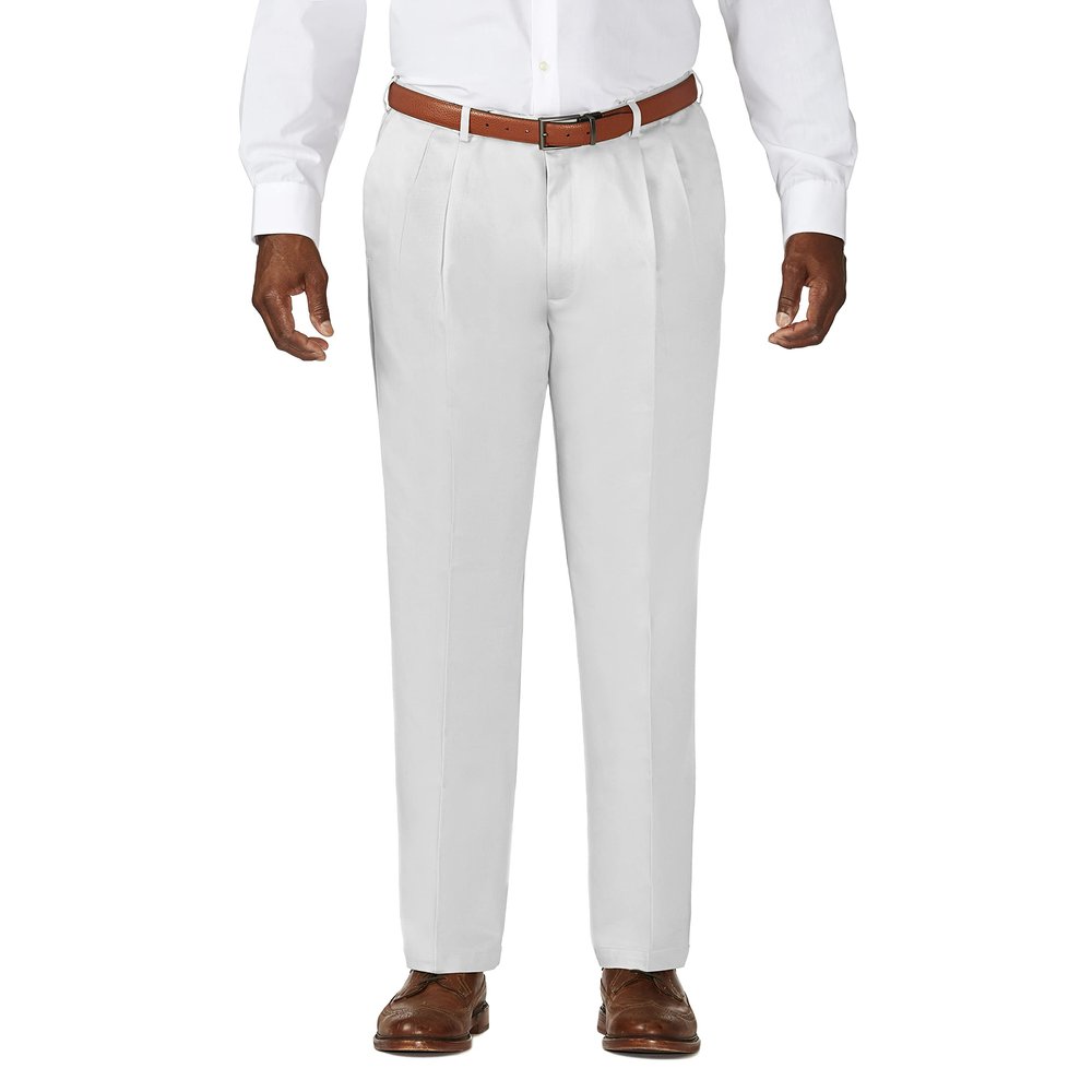 Haggar Mens Work to Weekend No Iron Twill Pleat Front - Regular and Big & Tall Sizes Casual Pants, String, 58W x 30L US