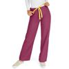 Medline AngelStat Unisex Reversible Drawstring-Waist Scrub Pants, Raspberry, Size Large, Regular Inseam view 1