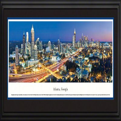 Atlanta, Georgia at Twilight - Blakeway Panoramas Skyline Posters with Deluxe Frame