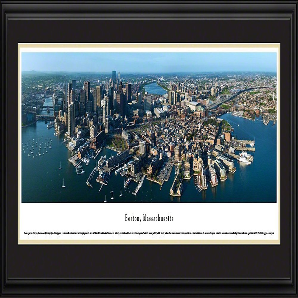 Boston, Massachusetts - Blakeway Panoramas Skyline Posters with Deluxe Frame