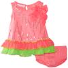 Bonnie Jean Girls Sequin Knit Chiffon Flounce Spring Summer Dress, Pink, 18 Months view 1