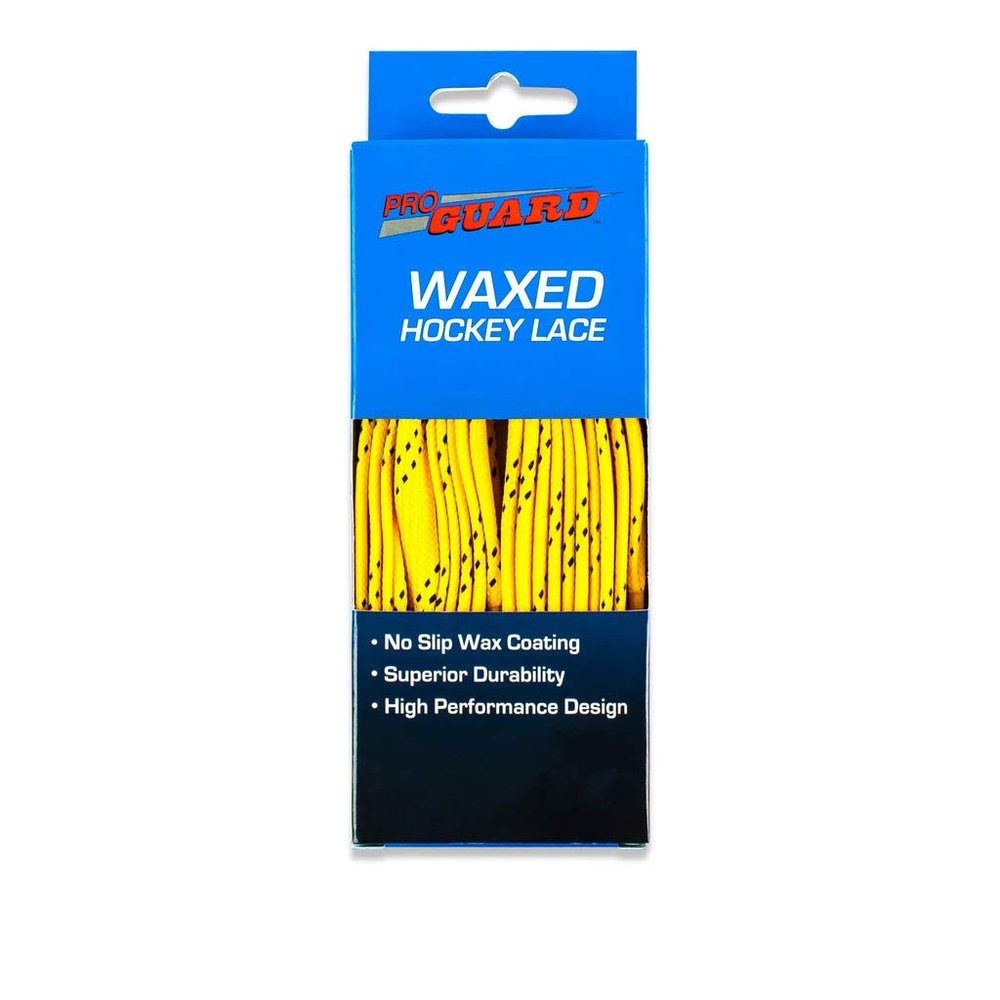 Proguard Plastic Tipped Waxed Hockey Lace , Yellow Boxed, 84-Inch