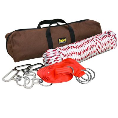 TrailMax 4-Horse Highline Kit, for Horse & Mule Packing, with 4 Stainless Steel in-Line Swivels, 2 Tree Saver Straps, 100 Ft of 3/8" Highline Rope, Carry Case & Instructions Included