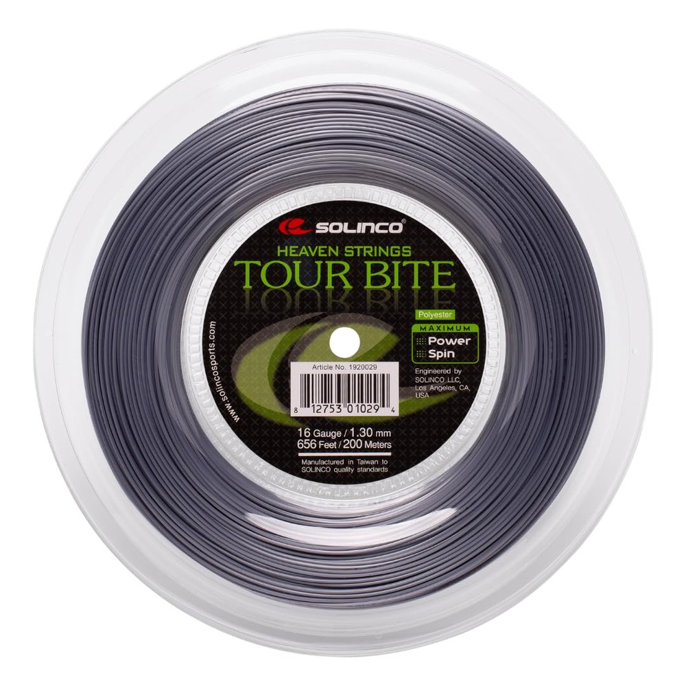 Solinco Tour Bite Tennis String Reel 656 ft / 200 m High-Performance Co-Polyester Monofilament for Extreme Power, Spin & Control, 19
