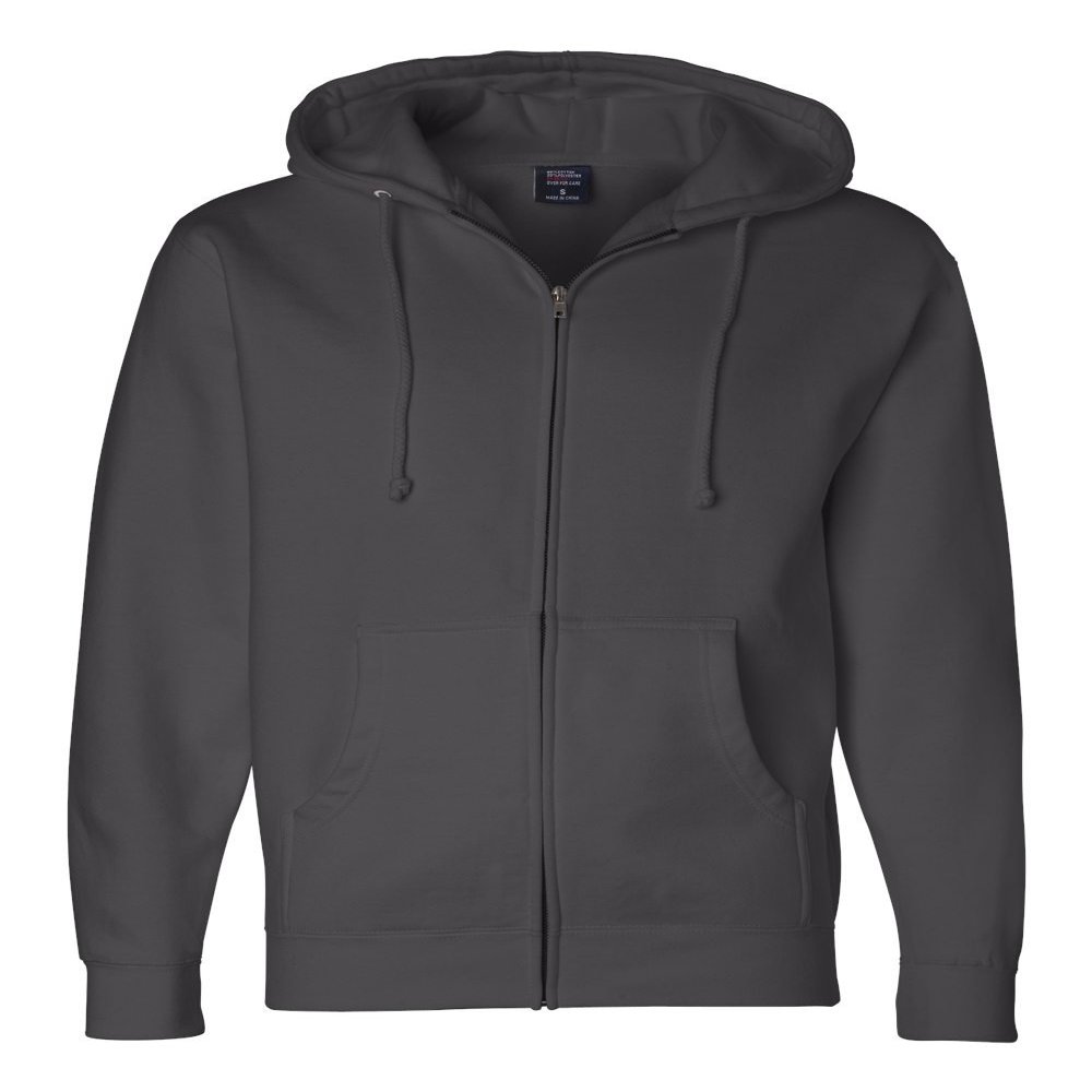 Independent Trading Co. Hooded Full-Zip Sweatshirt XL Solid Charcoal
