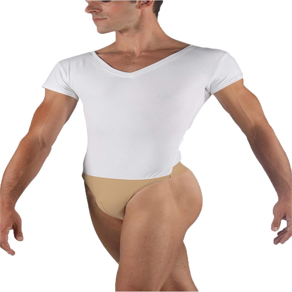 "Ivan" Boy's V-Neck Leotard with Built-In Dance Belt,WM125CBLKI,Black,Intermediate