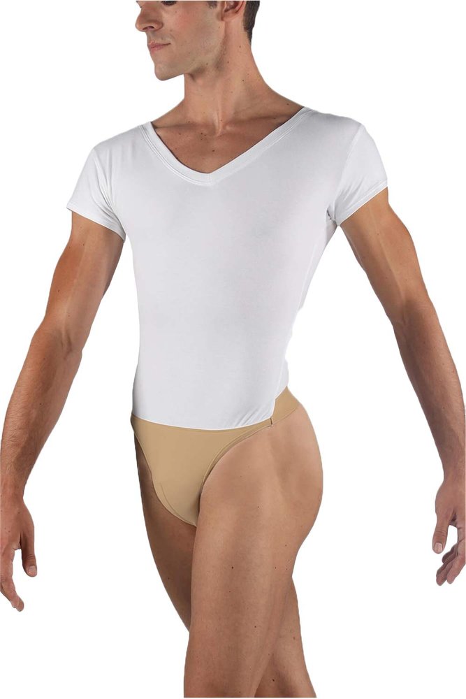 Ivan Boy's V-Neck Leotard with Built-In Dance Belt,WM125CWHTI,White,Intermediate