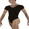 "Ivan" Boy's V-Neck Leotard with Built-In Dance Belt,WM125CBLKM,Black,Medium view 1