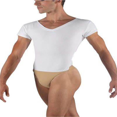 "Ivan" Boy's V-Neck Leotard with Built-In Dance Belt,WM125CWHTM,White,Medium